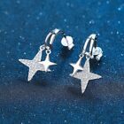 3Ct Round Cut Lab Created Women's Star Drop/Dangle Earring 14K White Gold Plated