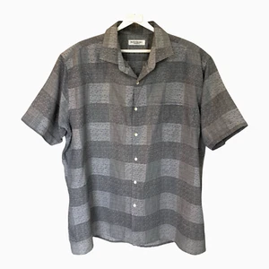YSL Yves Saint Laurent Casual Shirt Men Sz XL Pocket ShortSleeve Cotton Mix Grey - Picture 1 of 9