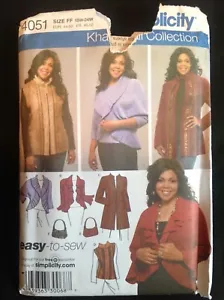 Pattern Simplicity 4051 Khaliah Ali, women’s vest, jacket, bag 18W-24W - Picture 1 of 2