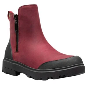 Bogs Holly Zip Leather Women's Casual Boots, Cranberry, W9 - Picture 1 of 4