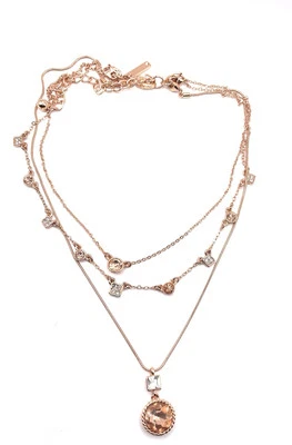 White House Black Market Triple Chain Convertible Necklace Rose Gold Champagne  - Image 1 of 4