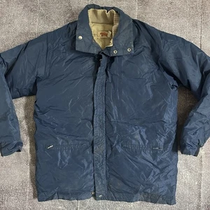 Men's Vintage 70's Comfy USA Goose Down Navy Blue Lutsen Puffer Zip Jacket Sz L - Picture 1 of 6