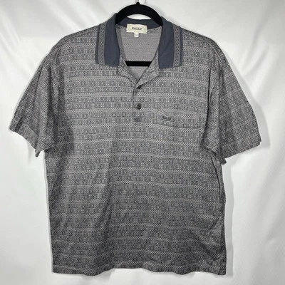 Camisa Polo BALLY Para Hombre 50 M Azul Gris Estampado Bordado Diseñador Lujo De Colección Foto 1 de 4