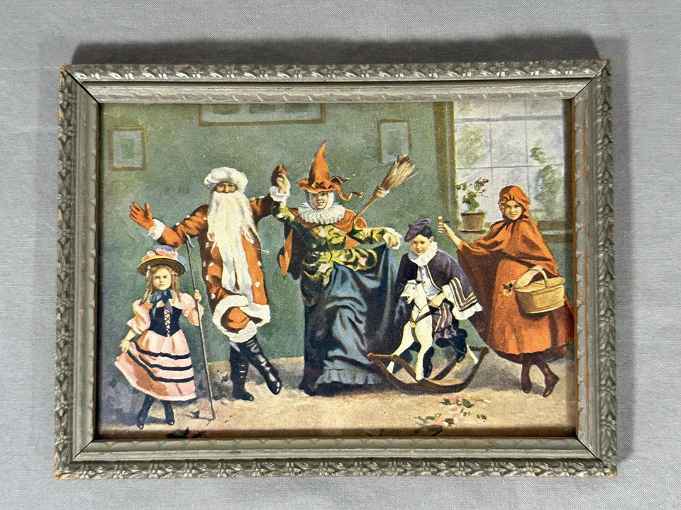 Vintage Natal Reliance Impressão em Moldura Papai Noel Conto de Fadas Máscara Halloween - Imagem 1 de 4