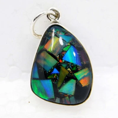 Ciondolo in argento 925 opale nero etiope naturale certificato 15,80 ct... - Immagine 1 di 4