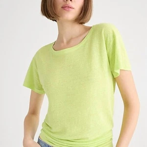 NWOT J. Crew Relaxed Linen T Shirt Neon Yellow Green Size XL - Picture 1 of 10
