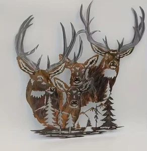 Deer Metal Wall Decor Deer Elk Hunting Metal Wall Animal Sculpture - Picture 1 of 4