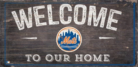 New York Mets Welcome to Our Home 12" x 6" Wood Sign [NEW] MLB Plaque Wall Cover
