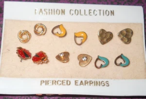 Earrings ~ Mini ~ Set of 6 ~ Pierced Earrings (Lady bugs/ hearts/circles). - Picture 1 of 1