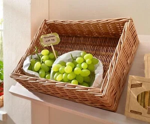 Regalkorb Schrankkorb Weide eckig, Aufbewahrungs Obst Servier Buffet Flecht Korb - Bild 1 von 5