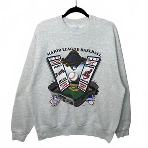 Vintage 1995 World Series Salem MLB Braves Indians Crew XL - Picture 1 of 6