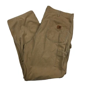 Carhartt Duck Canvas Zimmermann Arbeitshose Flanell gefüttert beige braun 40x32 - Bild 1 von 7