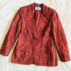 Gianfranco FERRE Red Blazer ITALY Coat Vintage Designer Embroidery Lined Size 42