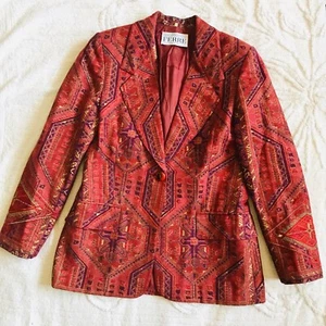 Gianfranco FERRE roter Blazer ITALIEN Mantel Vintage Designer Stickerei gefüttert Größe 42 - Bild 1 von 12