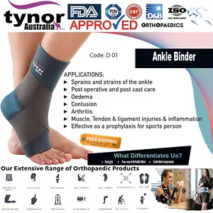 Tynor™ Breathable Ankle Binder Brace For Sports Basketball Strain Sprains Gym - Picture 1 of 10