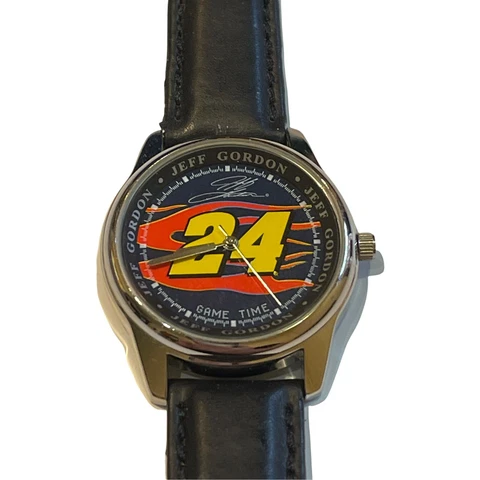 Vintage Nascar Game Time Jeff Gordon Quartz Wristwatch W/Black Leather Band #24 Cover