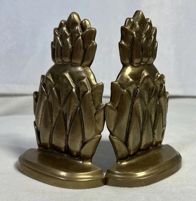 "Juego De Colección De 2 Sujetalibros Latón Piña Decoración Oficina Biblioteca Tropical" Foto 1 de 4