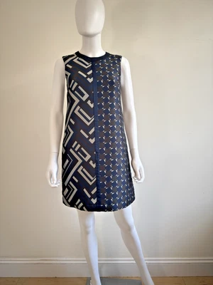 Vestido MaxMara Azul Marino Geométrico Estructurado Sin Mangas £400 'S, Mini Vestido Max Mara Foto 1 de 4
