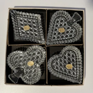Vintage Bohemia Czech Art Glass Playing Card Suite Crystal Trinket Dishes Snack - Picture 1 of 13