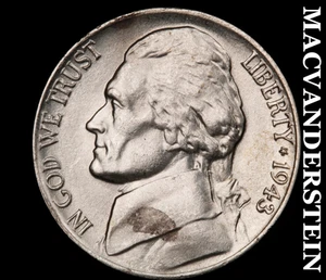 1943-P Jefferson Nickel - selten hochwertig glänzend keine Reserve #D3562 - Bild 1 von 2