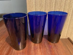 3 vasos de colección Libby azul cobalto 16 oz ¡EXCELENTE ESTADO USADOS! Tumblr base ponderada 5-7/7”x3-1/2” - Imagen 1 de 8