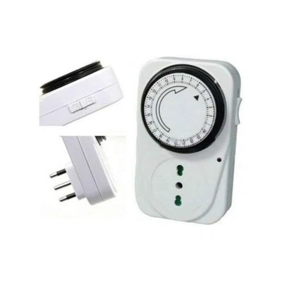 ALPHA ELETTRONICA Timer Giornaliero Meccanico Con Spina Italiana E Presa Bipasso 3500w