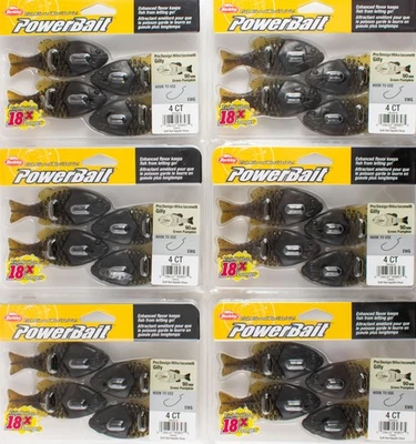 (LOTE DE 6) BERKLEY POWERBAIT GILLY SWIMBAIT 3.5" PBGL90-GP CALABAZA VERDE CP1400 Foto 1 de 2