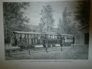 Gravure 19°  chemin de fer électrique de MM Siemens/ Halske exposition Vienne - Imagen 1 de 1