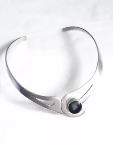 Vintage Taxco sterling silver & black onyx choker, 55 grams - Picture 1 of 6