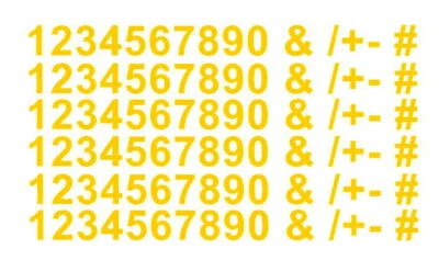 90 Zahlen Nummern Sonderzeichen signal gelb Aufkleber Klebezahlen versch. Größen - Bild 1 von 2