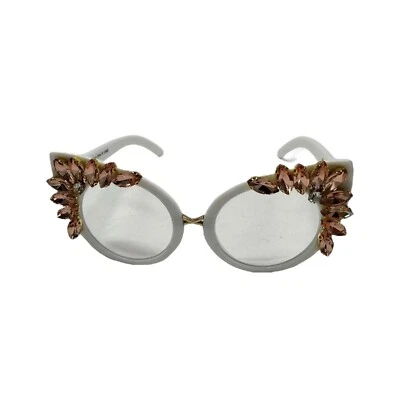 Gafas blancas florales de moda con estrás de alta moda ojo de gato para mujer Foto 1 de 4