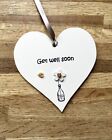 Get Well Soon Wooden Heart Gift - Thinking Of You - Vase & Flower Design
