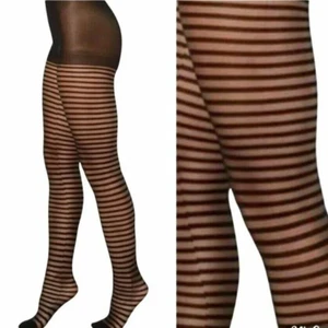 Women's INC International Concepts Horizontal Ribbon Tights Black Size S/M - Picture 1 of 6