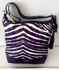 New Coach Zebra Animal Print Bag Legacy Bucket Duffle Purple White Purse Nwt