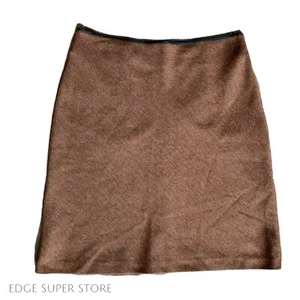 Hennes Collection for H&M Brown Orange Tweed Black Trim Side Zip Skirt Sz 40 - Picture 1 of 7