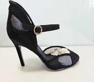 Neu Papell Damengröße 5,5 6 schwarze Jane-Ledersandale Pumps Absatzschuhe - Bild 1 von 8