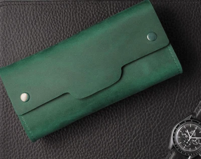 Reloj de pulsera Bolso bolígrafo soporte para lápiz cuero de vaca estuche de almacenamiento bolsa verde H363 Foto 1 de 4