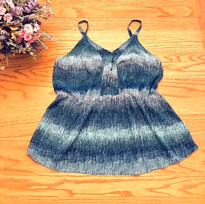 Adorable SONOMA Women's Large Teal Blue Striped Tank Top Lightweight 100% Rayon - Picture 1 of 5