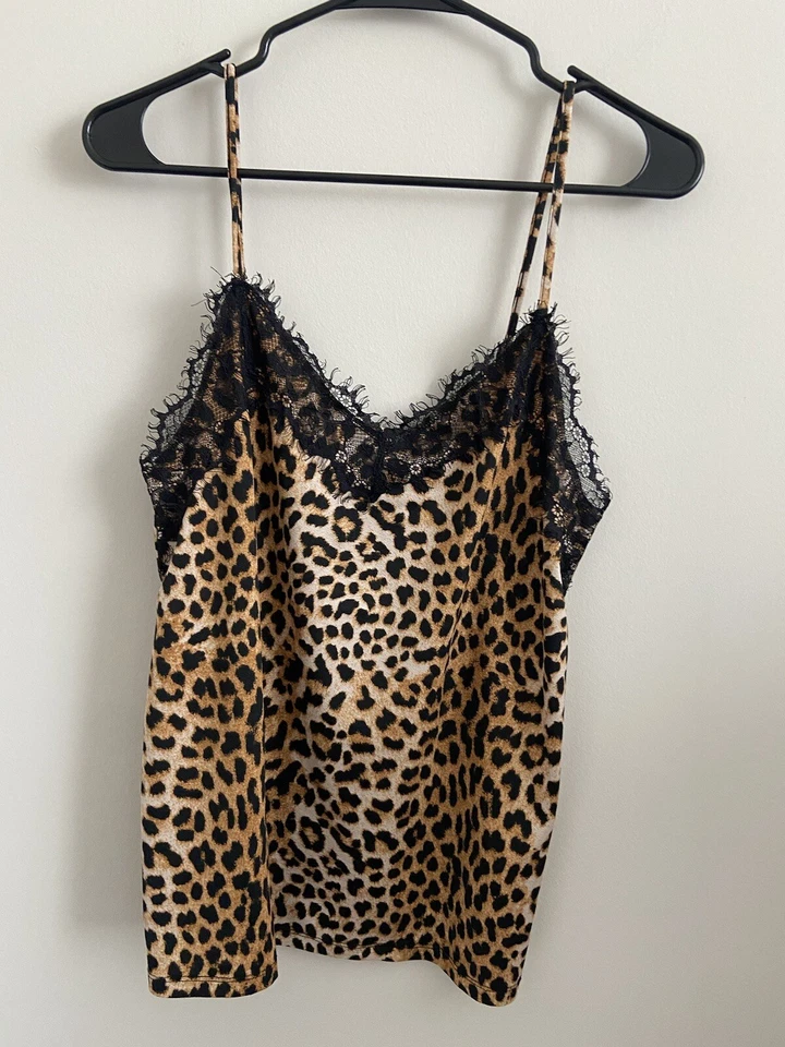 Amisu Animal Print Con Encaje Ribete Cami Elástico Multicolor Ajustable Mujer L Foto 1 de 4