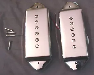 JUEGO DE PASTILLAS PARA GUITARRA CUBIERTA DE ACERO CROMADO OREJA DE PERRO dogear - Imagen 1 de 4
