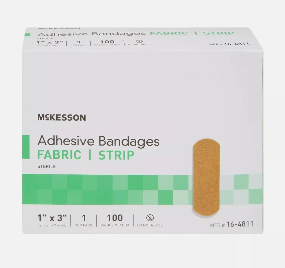300 McKesson Adhesive Bandages 1" " Flexible Fabric Band-Aid Strips 16-4811