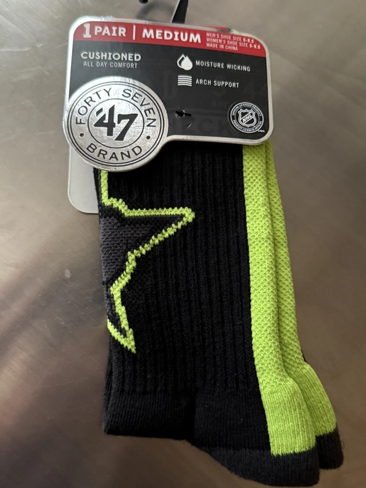 47’ Marca Crew Dallas Stars Calcetines Negros NHL Hockey Fan Regalo Verde Mediano Absorción Foto 1 de 4