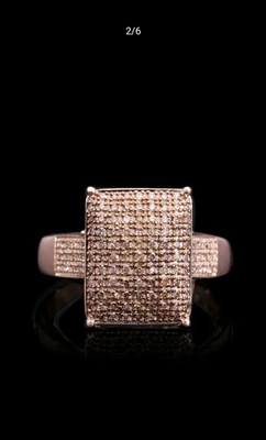 Anillo de diamantes de champaña natural en oro rosa vermeil/925 SS talla 8 (0,50 ctw) Foto 1 de 4