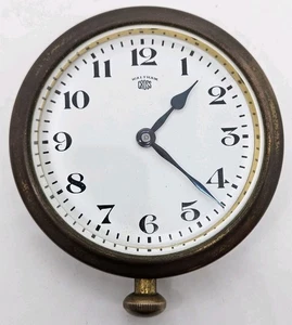 Antique Working 1916 WALTHAM Mechanical Wind-Up Car Auto Automobile Travel Clock - Picture 1 of 14