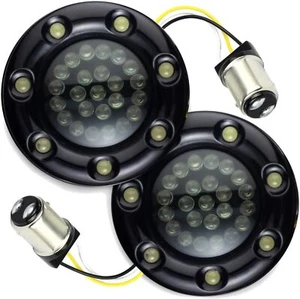 Eagle Lights 2" LED Front Harley Halo Turn Signals Black Trim Ring & Resistors - Bild 1 von 10