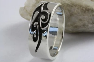 MASSIVER BANDRING BIKER TRIBAL TATTOO RING 925 SILBER SILBERRING / 506 - Bild 1 von 5