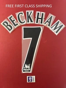 BECKHAM #7 1997-2004 Giocatore Taglia EPL Premier League Nero Nameset Manchester utd - Foto 1 di 2
