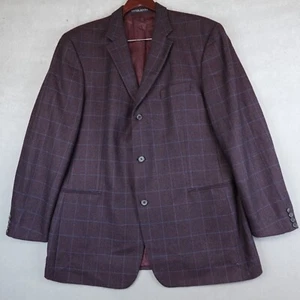 HUGO BOSS Blazer Windowpane Virgin Wool Jacket Mens 48L Einstein Made In USA - Picture 1 of 13