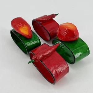 4 Paper Mache Napkin Rings Peppers Chilies Salsa Taco Fiesta Mexico Theme - Picture 1 of 16