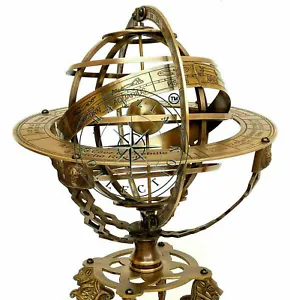  Nautical Brass Sphere Engraved Armillary Antique Vintage Astrolabe Compass - Picture 1 of 3